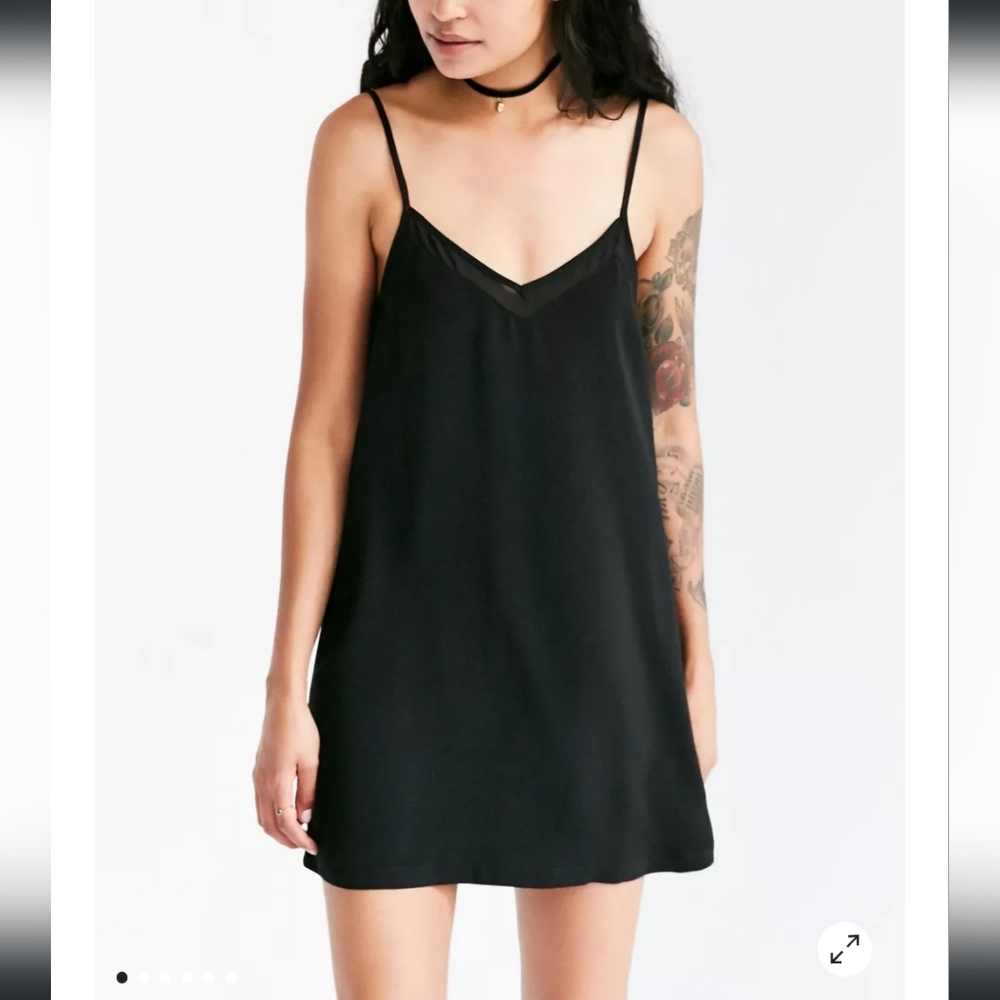 Silence + Noise Sheer Inset Mini Slip Dress